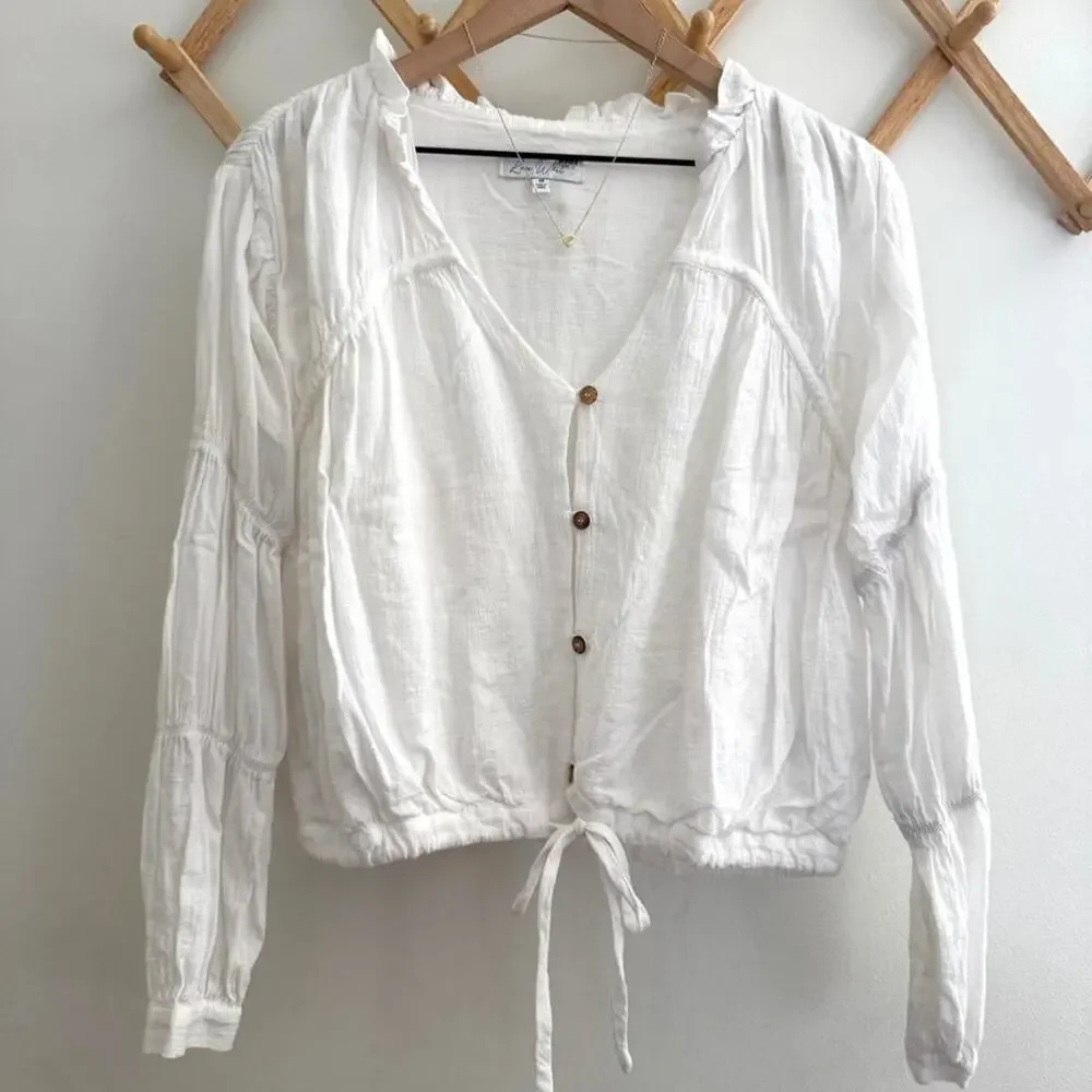 Vintage inspired white cotton peasant top cottagecore boho romantic